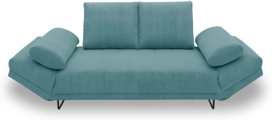 INOSIGN Slaapbank Jadelyn met inklapbare armleuningen slaapbank met pocketvering Breedte 250cm Binnenvering ribfluwelen bekleding incl. 2 armleuningkussens ligoppervlak 97 x 250 cm - Foto 5