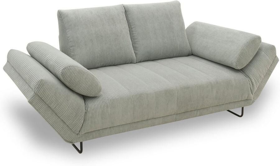 INOSIGN Slaapbank Jadelyn met inklapbare armleuningen slaapbank met pocketvering Breedte 250cm Binnenvering ribfluwelen bekleding incl. 2 armleuningkussens ligoppervlak 97 x 250 cm - Foto 2