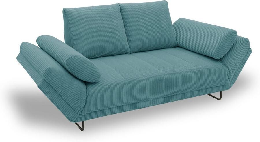 INOSIGN Slaapbank Jadelyn met inklapbare armleuningen slaapbank met pocketvering Breedte 250cm Binnenvering ribfluwelen bekleding incl. 2 armleuningkussens ligoppervlak 97 x 250 cm - Foto 2