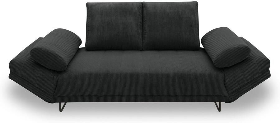 INOSIGN Slaapbank Jadelyn met inklapbare armleuningen slaapbank met pocketvering Breedte 250cm Binnenvering ribfluwelen bekleding incl. 2 armleuningkussens ligoppervlak 97 x 250 cm - Foto 5