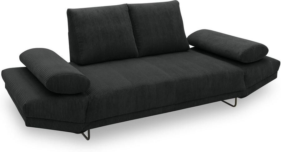 INOSIGN Slaapbank Jadelyn met inklapbare armleuningen slaapbank met pocketvering Breedte 250cm Binnenvering ribfluwelen bekleding incl. 2 armleuningkussens ligoppervlak 97 x 250 cm - Foto 2