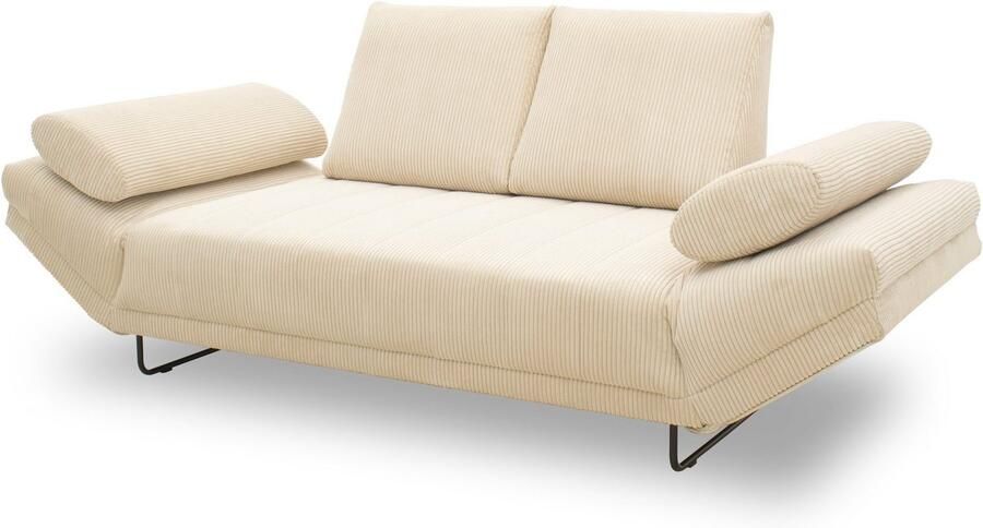 INOSIGN Slaapbank Jadelyn met inklapbare armleuningen slaapbank met pocketvering Breedte 250cm Binnenvering ribfluwelen bekleding incl. 2 armleuningkussens ligoppervlak 97 x 250 cm