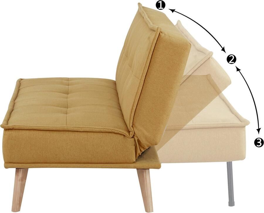 INOSIGN Slaapbank MENDOTA 181 cm 3-zits met slaapfunctie verstelbare rugleuning inklapmechanisme geweven stof - Foto 2