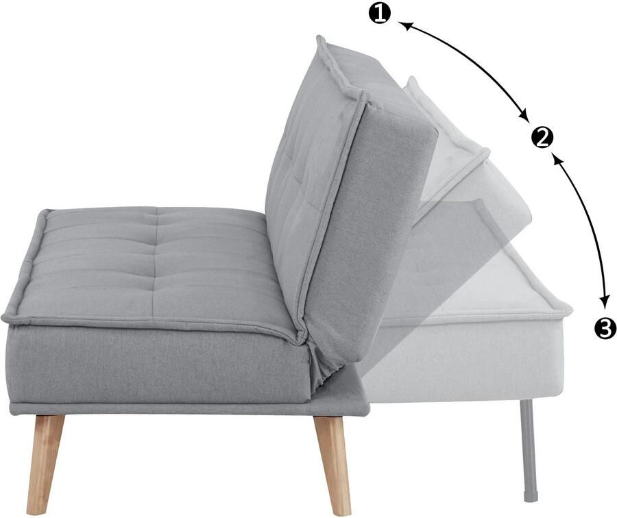 INOSIGN Slaapbank MENDOTA 181 cm 3-zits met slaapfunctie verstelbare rugleuning inklapmechanisme geweven stof - Foto 2
