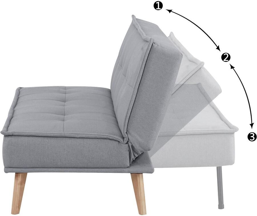 INOSIGN Slaapbank MENDOTA 181 cm 3-zits met slaapfunctie verstelbare rugleuning inklapmechanisme geweven stof - Foto 2
