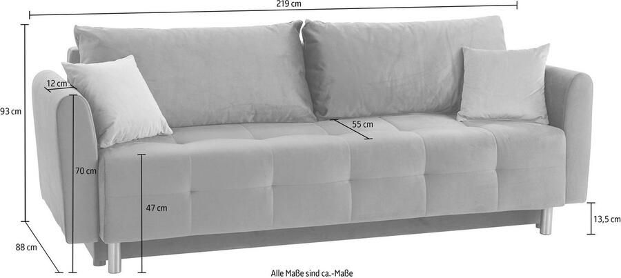 INOSIGN Slaapbank Nordic met binnenvering en metalen poten stiksels op de zitting - Foto 2