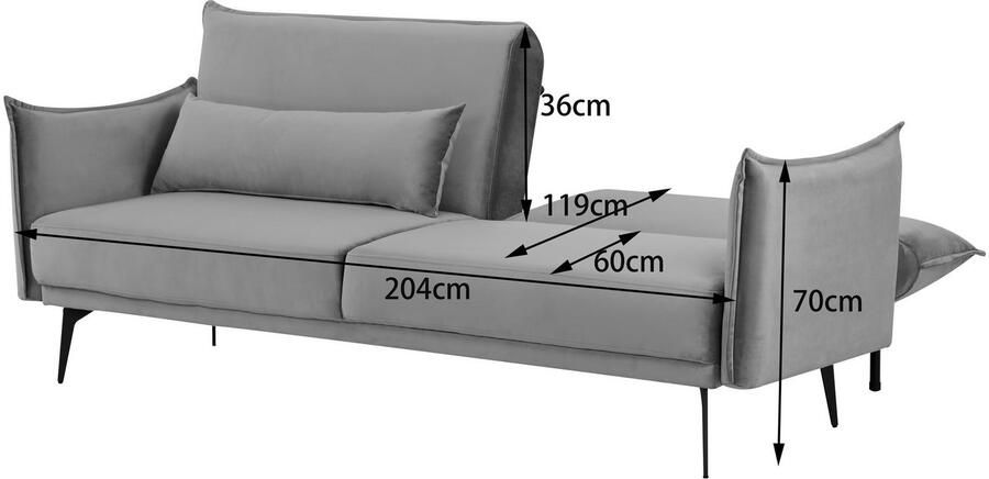 INOSIGN Slaapbank TULARE 204 cm opklapbare 3-zits met verstelbare rugleuning - Foto 7