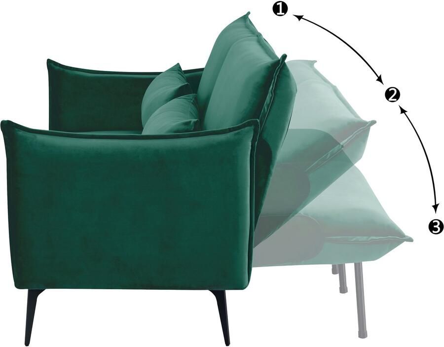 INOSIGN Slaapbank TULARE 204 cm opklapbare 3-zits met verstelbare rugleuning