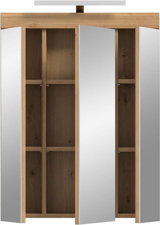 INOSIGN Spiegelkast Siena breedte 60 cm incl. verlichting 3 spiegelt deuren 9 vakken in verschillende kleuren verkrijgbaar badkamermeubels spiegel badkamerkast badkamer (set) - Foto 3