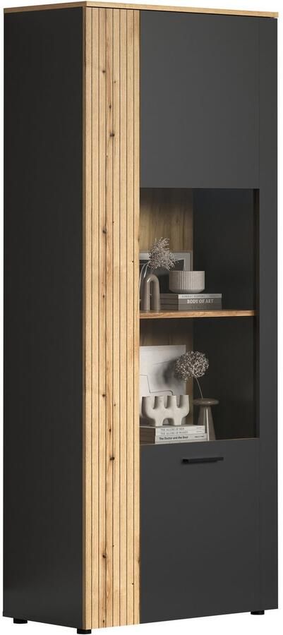 INOSIGN Staande vitrinekast Estepona Royale vitrine met natuurlijke ribbellook (B D H) 80 42 195 cm (1 stuk) - Foto 7