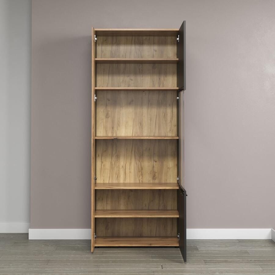 INOSIGN Staande vitrinekast Estepona Royale vitrine met natuurlijke ribbellook (B D H) 80 42 195 cm (1 stuk) - Foto 3