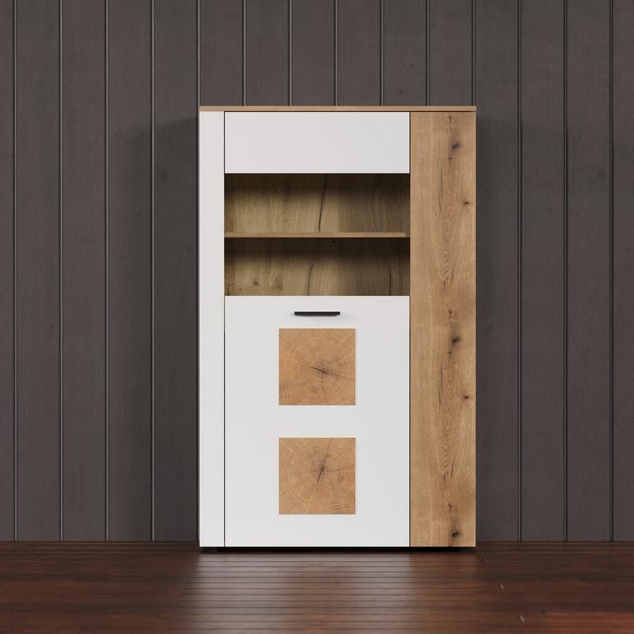 INOSIGN Staande vitrinekast Linz Opbergvitrine met elegante eindhouttoepassingen 90 42 146 cm (1 stuk)