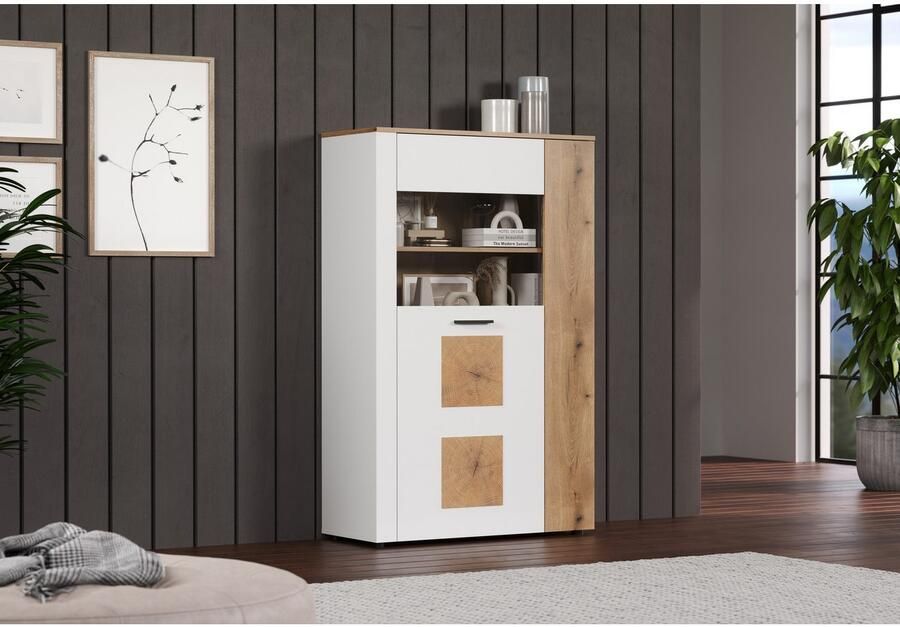 INOSIGN Staande vitrinekast Linz Opbergvitrine met elegante eindhouttoepassingen 90 42 146 cm (1 stuk) - Foto 4