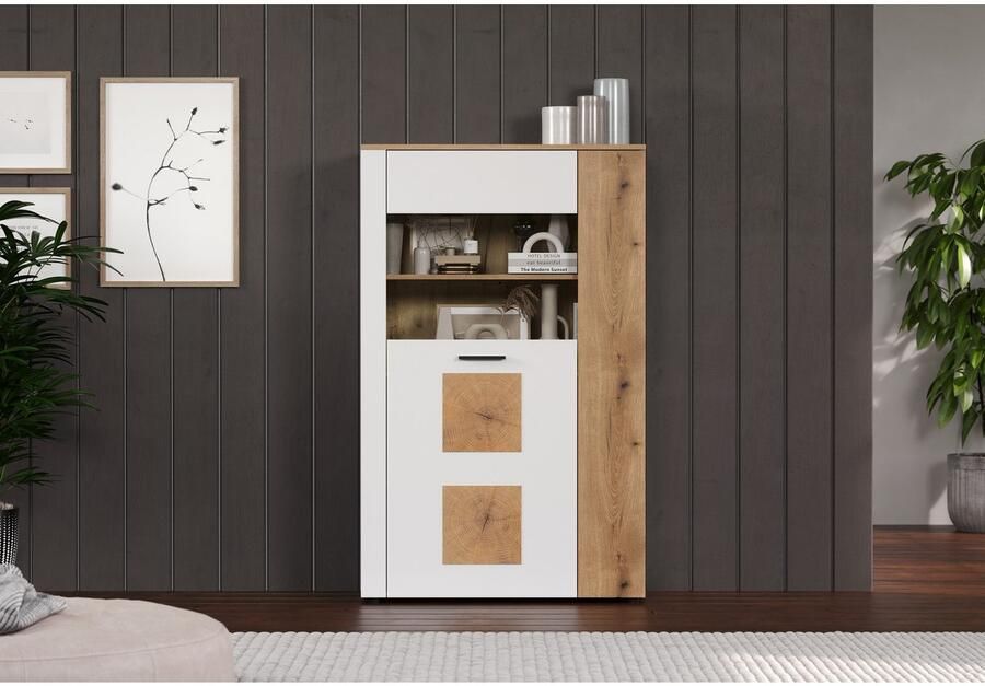 INOSIGN Staande vitrinekast Linz Opbergvitrine met elegante eindhouttoepassingen 90 42 146 cm (1 stuk) - Foto 5