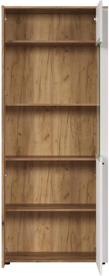 INOSIGN Staande vitrinekast Linz Woonkamer vitrine in wit eik met eindhout applicaties (1 stuk) - Foto 9