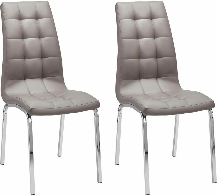 INOSIGN Stoel met 4 poten Paars (set van 2) bekleding in imitatieleer verchroomd metalen frame (set 2 stuks) - Foto 3