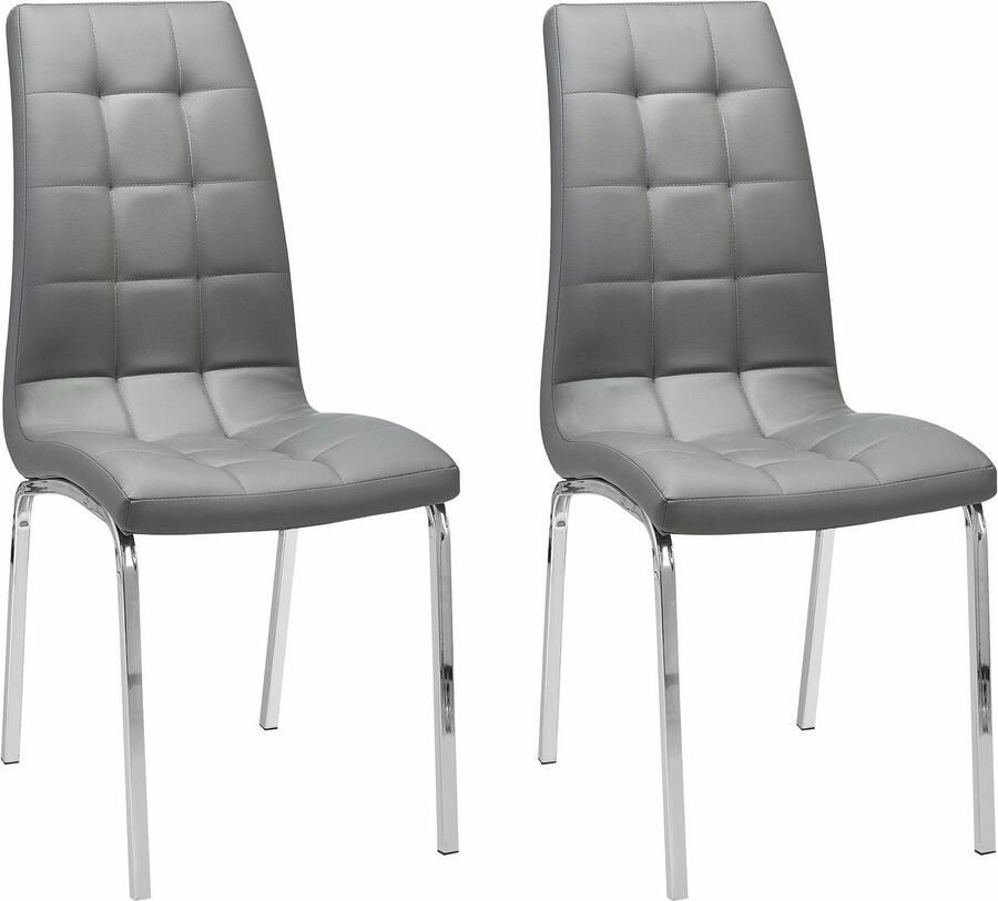 INOSIGN Stoel met 4 poten Paars (set van 2) bekleding in imitatieleer verchroomd metalen frame (set 2 stuks) - Foto 3