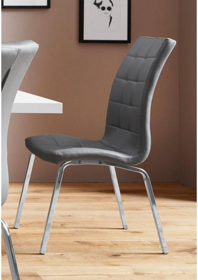 INOSIGN Stoel met 4 poten Paars (set van 2) bekleding in imitatieleer verchroomd metalen frame (set 2 stuks) - Foto 3