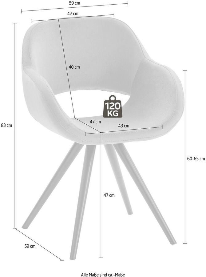 INOSIGN Stoel met armleuningen Aurora Frame van massief beukenhout in zwart gelakt (2 stuks) - Foto 2