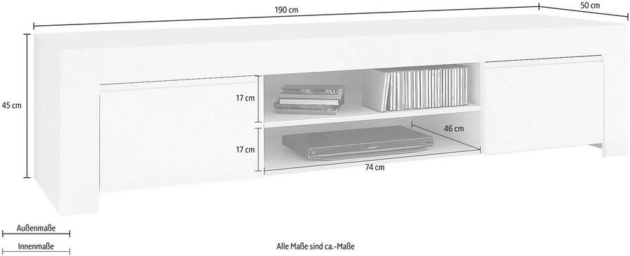 INOSIGN Tv-meubel Amalfi TV-board Breedte 140 cm of 190 cm - Foto 3