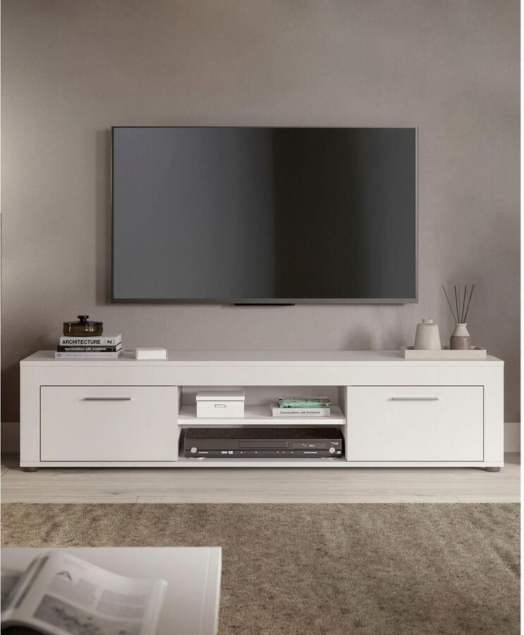 INOSIGN Tv-meubel Aosta breedte 160 cm in verschillende kleuruitvoeringen met 2 kleppen en 2 open vakken tv-bord mediabord tv-meubel