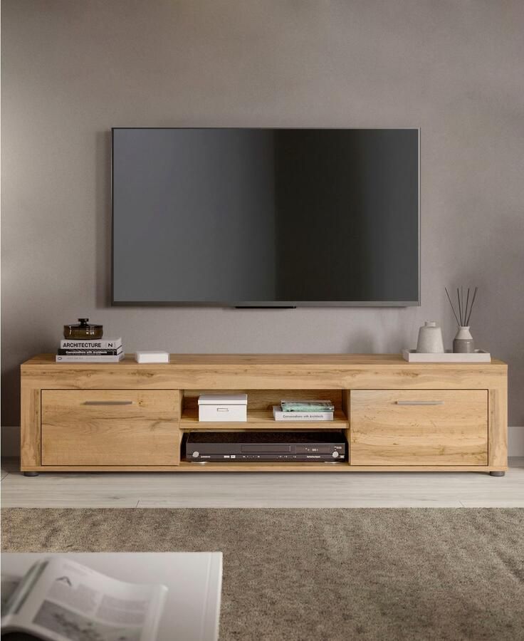 INOSIGN Tv-meubel Aosta breedte 160 cm in verschillende kleuruitvoeringen met 2 kleppen en 2 open vakken tv-bord mediabord tv-meubel - Foto 6