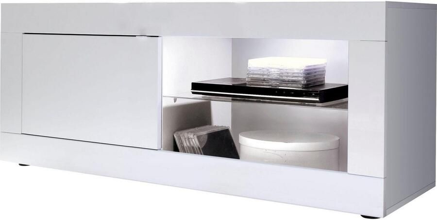 INOSIGN Tv-meubel Basis breedte 140 cm TV-meubel 1 deur 2 open vakken (glasbodem)