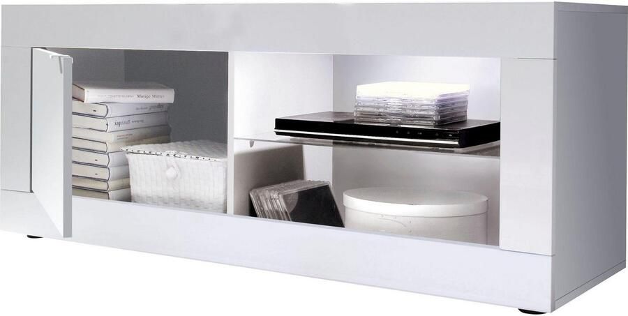 INOSIGN Tv-meubel Basis breedte 140 cm TV-meubel 1 deur 2 open vakken (glasbodem) - Foto 8