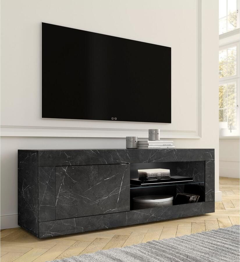 INOSIGN Tv-meubel Basis breedte 140 cm TV-meubel 1 deur 2 open vakken (glasbodem) - Foto 2
