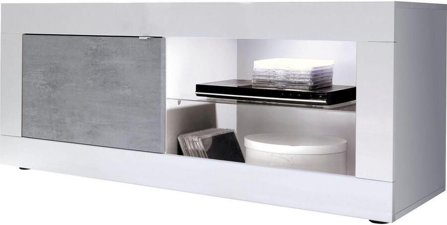 INOSIGN Tv-meubel Basis breedte 140 cm TV-meubel 1 deur 2 open vakken (glasbodem)