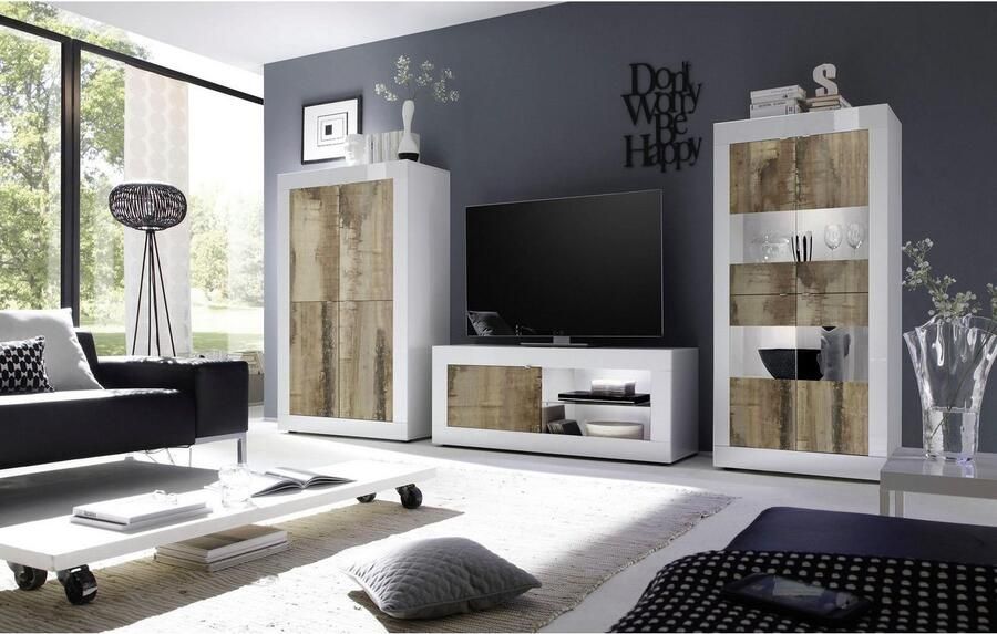 INOSIGN Tv-meubel Basis breedte 140 cm TV-meubel 1 deur 2 open vakken (glasbodem) - Foto 4