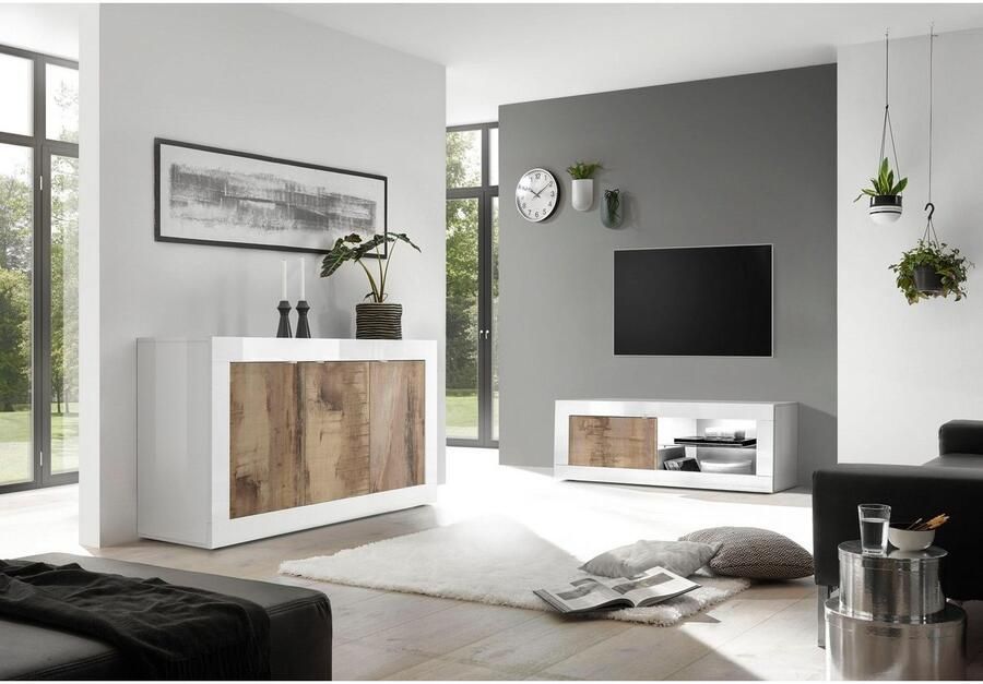 INOSIGN Tv-meubel Basis breedte 140 cm TV-meubel 1 deur 2 open vakken (glasbodem) - Foto 3