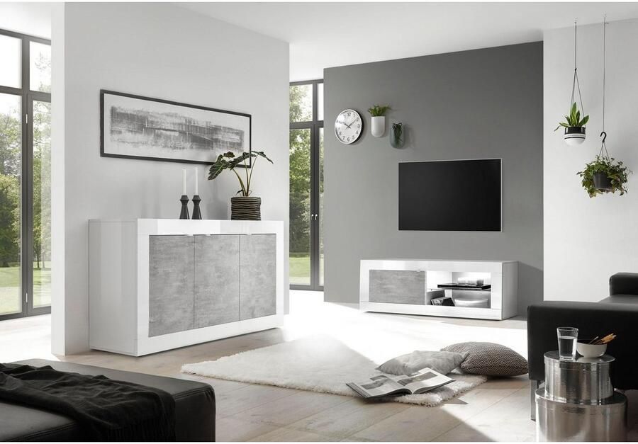 INOSIGN Tv-meubel Basis breedte 140 cm TV-meubel 1 deur 2 open vakken (glasbodem) - Foto 3