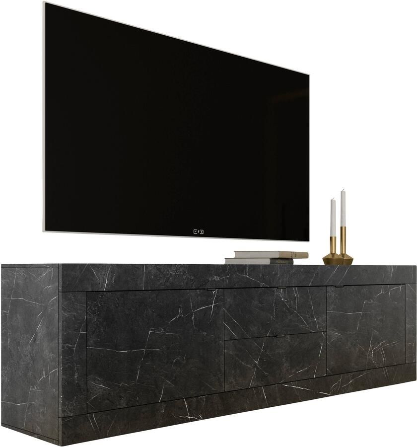 INOSIGN Tv-meubel Basis breedte 210 cm TV-meubel 2 deuren 2 lades TV-kast Metalen handgreep moderne frame-uitstraling veel opbergruimte kleurkeuze - Foto 3