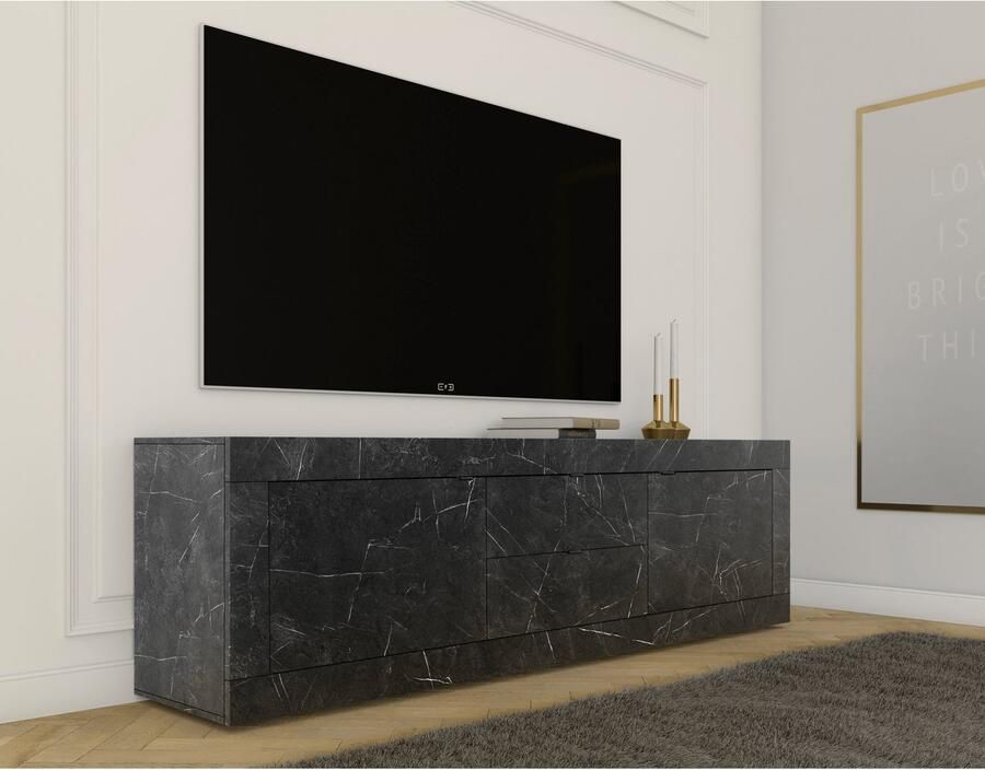 INOSIGN Tv-meubel Basis breedte 210 cm TV-meubel 2 deuren 2 lades TV-kast Metalen handgreep moderne frame-uitstraling veel opbergruimte kleurkeuze
