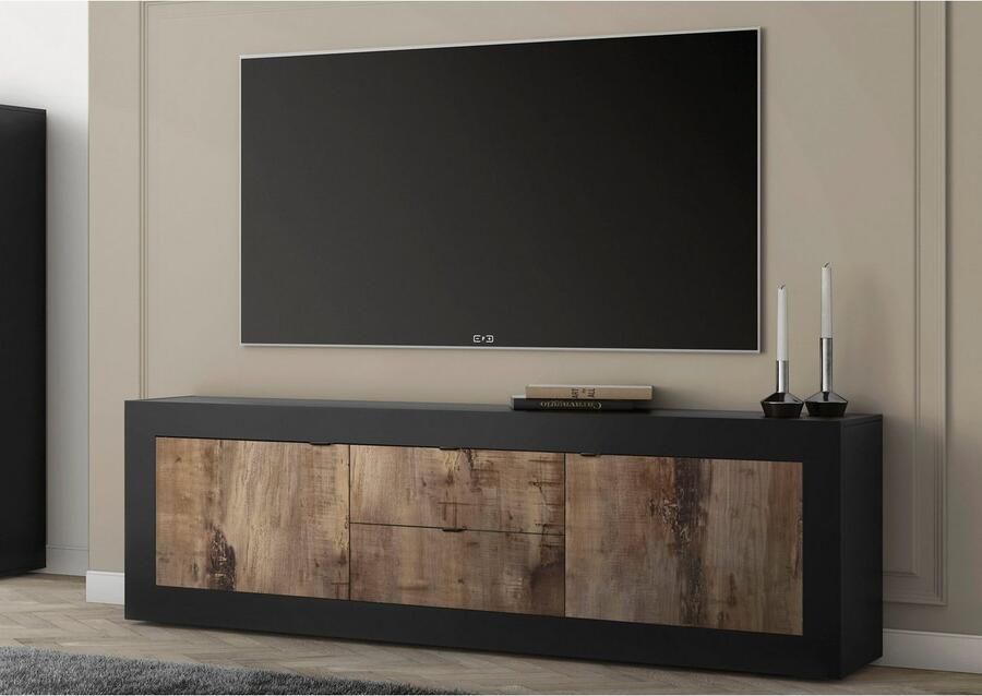 INOSIGN Tv-meubel Basis breedte 210 cm TV-meubel 2 deuren 2 lades TV-kast Metalen handgreep moderne frame-uitstraling veel opbergruimte kleurkeuze
