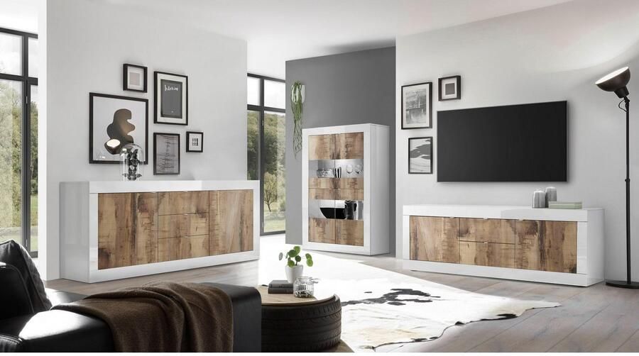 INOSIGN Dressoir Basis breedte 210 cm commode 2 deuren 3 lades dressoir Metalen handgreep moderne frame-uitstraling veel opbergruimte kleurkeuze - Foto 7