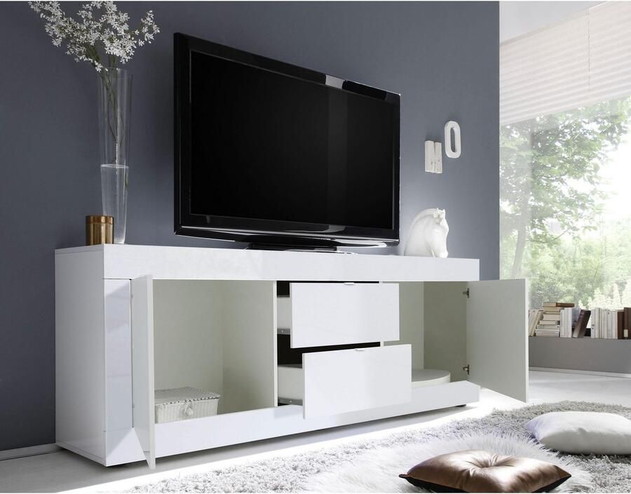 INOSIGN Tv-meubel Basis breedte 210 cm TV-meubel 2 deuren 2 lades TV-kast Metalen handgreep moderne frame-uitstraling veel opbergruimte kleurkeuze - Foto 2