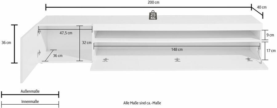 INOSIGN Tv-meubel Breedte 200 cm zonder verlichting - Foto 6