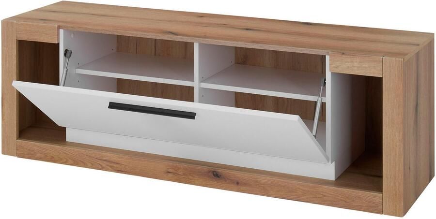 INOSIGN Tv-meubel Brixen moderne TV-kast commode in eik Evoke decor met wit Metalen grepen voldoende opbergruimte veelzijdig toepasbaar - Foto 6