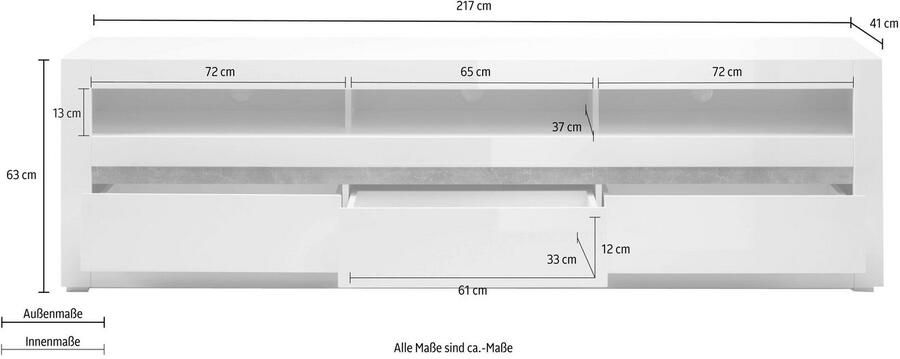 INOSIGN Tv-meubel Carat Breedte 217 cm sierlijst 1x betonlook en 1x wit - Foto 2