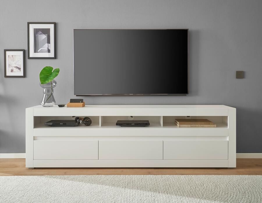INOSIGN Tv-meubel Chester moderne TV-kast Ladekast met opbergruimte Mat Wit vervangbare afdekking in grepline tijdloos design 217 cm breed (1 stuk) - Foto 6