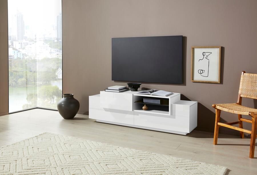 INOSIGN Tv-meubel Coro lowboard TV-commode TV-meubelen TV-bank met 2 kleppen 1 deur 1 glazen plank breedte 160 - Foto 8