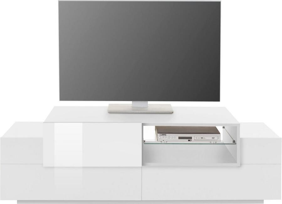 INOSIGN Tv-meubel Coro lowboard TV-commode TV-meubelen TV-bank met 2 kleppen 1 deur 1 glazen plank breedte 160 - Foto 2