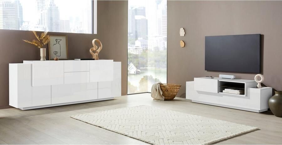 INOSIGN Tv-meubel Coro lowboard TV-commode TV-meubelen TV-bank met 2 kleppen 1 deur 1 glazen plank breedte 160 - Foto 5