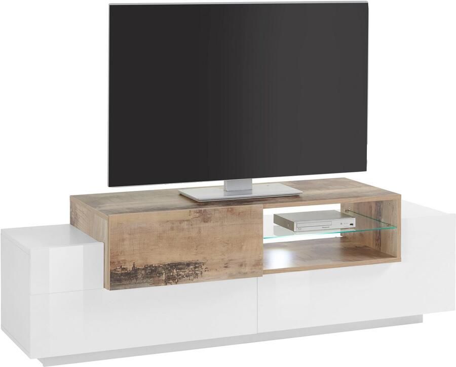 INOSIGN Tv-meubel Coro lowboard TV-commode TV-meubelen TV-bank met 2 kleppen 1 deur 1 glazen plank breedte 160
