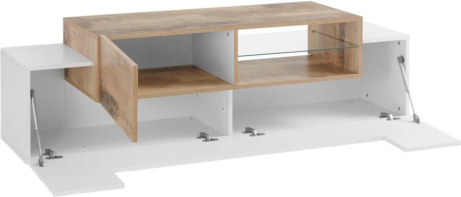 INOSIGN Tv-meubel Coro lowboard TV-commode TV-meubelen TV-bank met 2 kleppen 1 deur 1 glazen plank breedte 160 - Foto 7