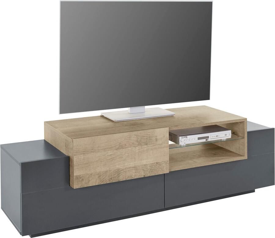 INOSIGN Tv-meubel Coro lowboard TV-commode TV-meubelen TV-bank met 2 kleppen 1 deur 1 glazen plank breedte 160