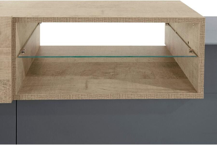 INOSIGN Tv-meubel Coro lowboard TV-commode TV-meubelen TV-bank met 2 kleppen 1 deur 1 glazen plank breedte 160 - Foto 4