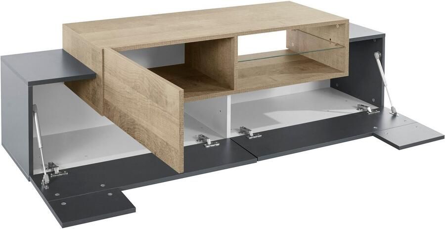 INOSIGN Tv-meubel Coro lowboard TV-commode TV-meubelen TV-bank met 2 kleppen 1 deur 1 glazen plank breedte 160 - Foto 6